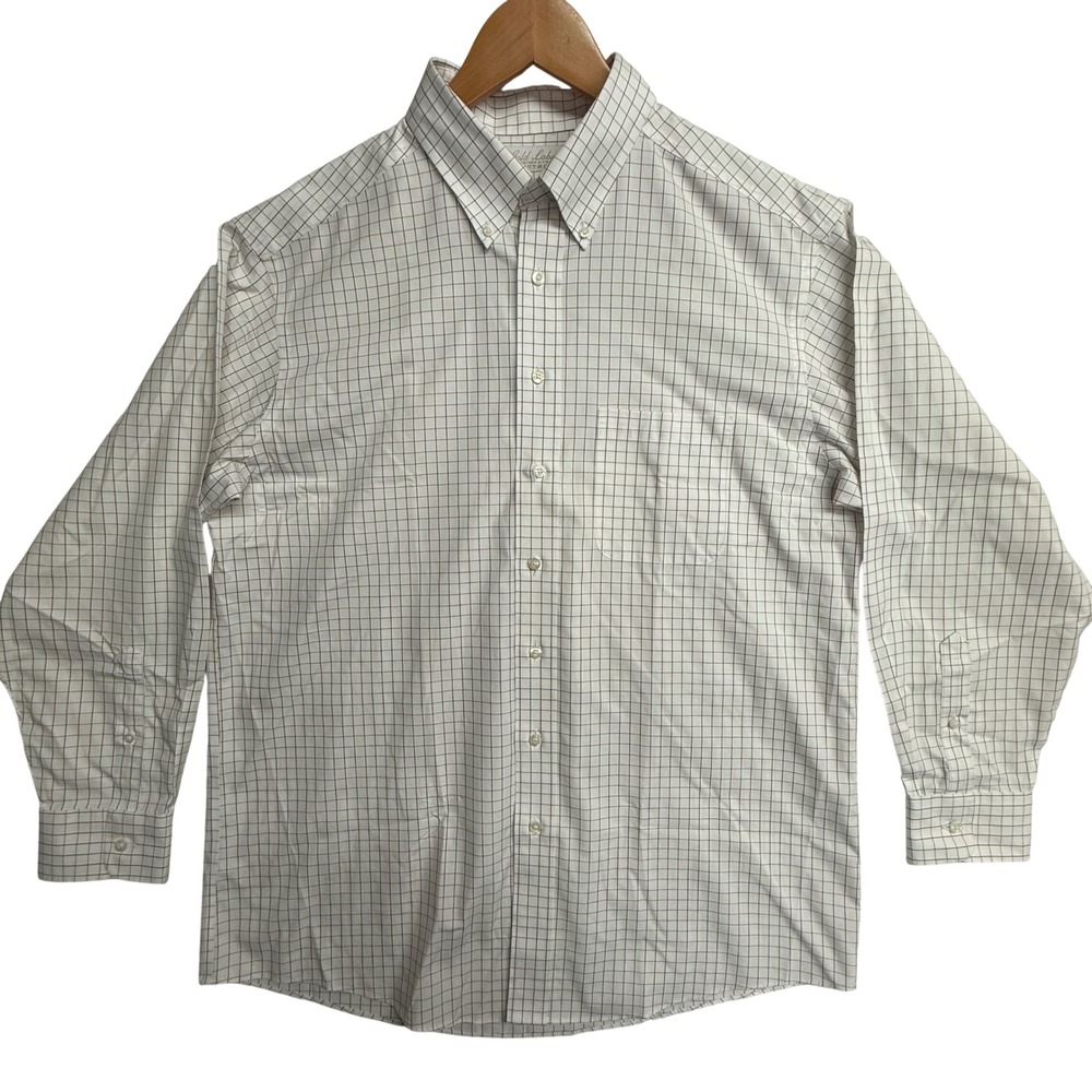 Roundtree Yorke Gold Label 16.5 33 Dress Shirt White Brown Check Button Down